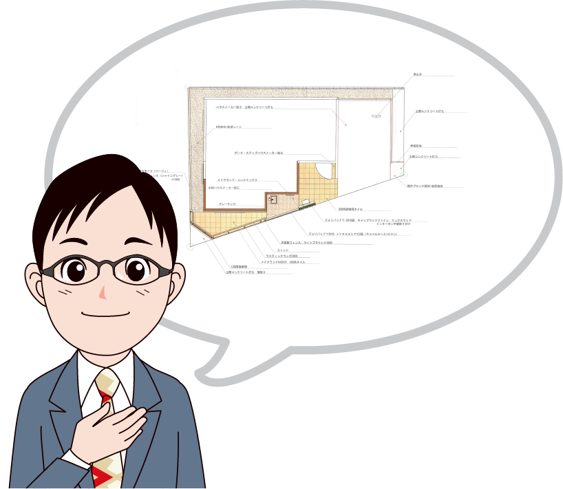 3日もしないうちに、田中君から外構工事の図面がメールで届いた。