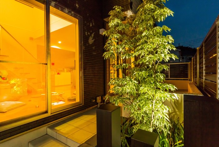 植栽は常緑樹なので葉は落ちることなく主庭を優しく隠してくれます。斑入りの葉は色幅があるので飽きずにお庭のアクセントとして長く楽しめます。 garden-reform-hayashi013