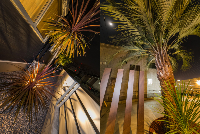 ココスヤシにニューサイラン、ハイビスカスと、植えた植物は全て南国を思わせるものばかり。エクステリアを総合的にデザインすることで、揺るぎないリゾートガーデンが完成しました。
