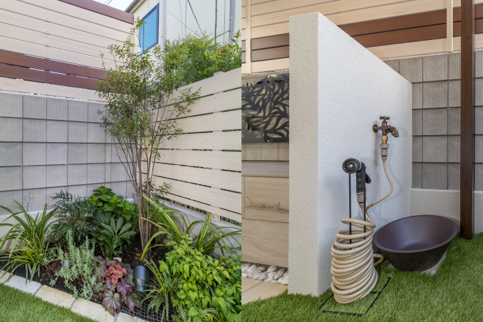 可愛らしさと落ち着きを持ったカフェ風エクステリア 谷島様邸 癒樹工房 ゆうきこうぼう